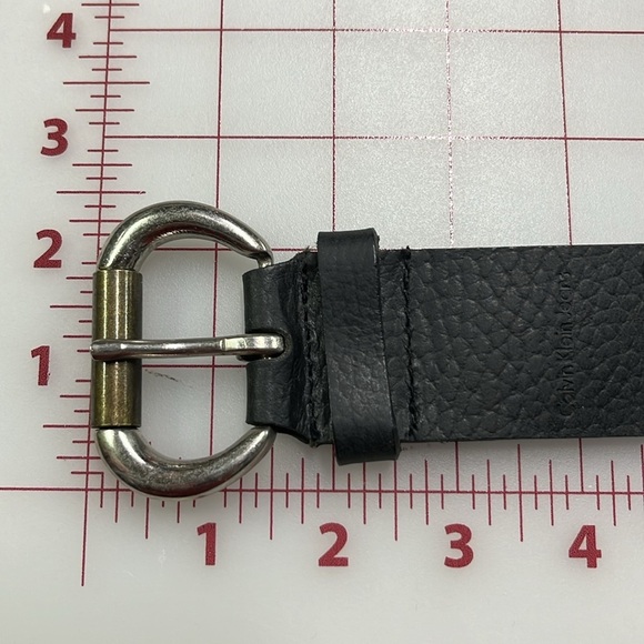 CALVIN KLEIN Moto Rhinestone Brass & Silver Stud/Buckle Black Leather Belt SZ XL - Picture 7 of 11